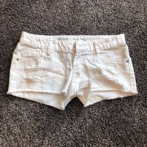 Low rise white jean shorts